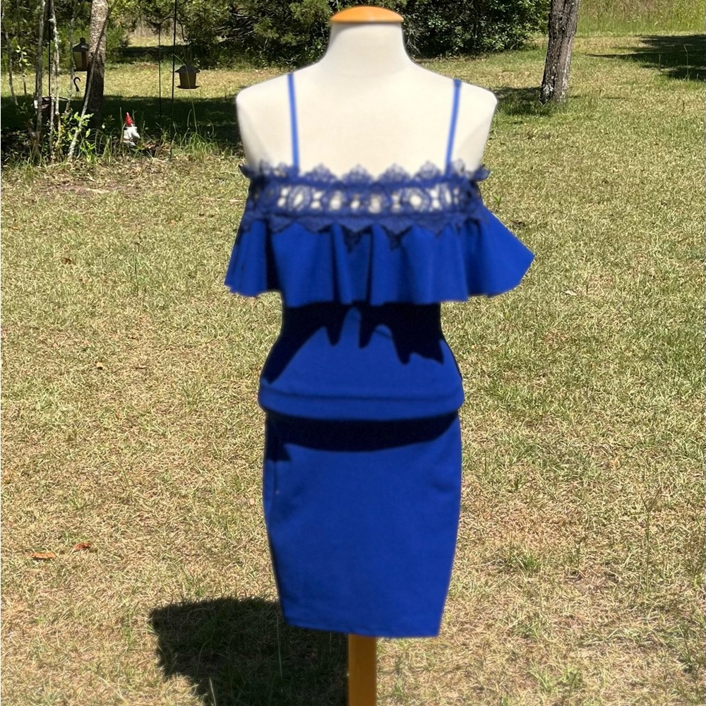 BCX Blue Lace Cocktail Dress Size 0
